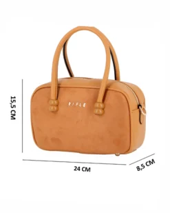 RIFLE - Minibag a due manici camel con parte frontale scamosciata, tracolla removobile
