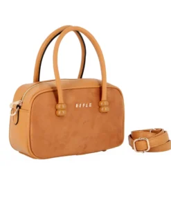 RIFLE - Minibag a due manici camel con parte frontale scamosciata, tracolla removobile