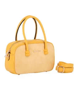 RIFLE - Minibag a due manici gialla con parte frontale scamosciata, tracolla removobile