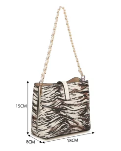 RIFLE - Minibag animalier beige con tre scomparti principali e pattina con chiusura a girello, tracolla removibile
