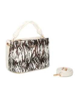 RIFLE - Minibag animalier con manico intrecciato, tracolla removibile