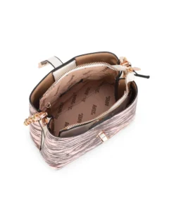 RIFLE - Minibag animalier rosa con tre scomparti principali e pattina con chiusura a girello, tracolla removibile