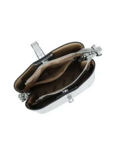RIFLE - Minibag argento con tre scomparti principali e pattina con chiusura a girello, tracolla removibile
