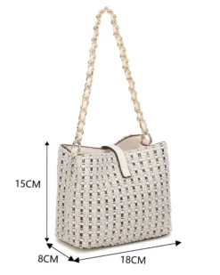 RIFLE - Minibag argento intrecciata con con pattina e chiusura a girello