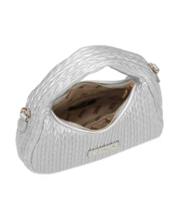 RIFLE - Minibag argento trapuntata con tracolla removibile