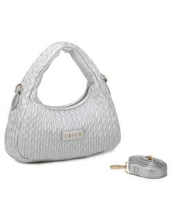 RIFLE - Minibag argento trapuntata con tracolla removibile