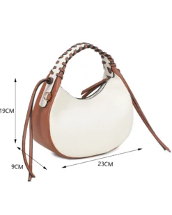 RIFLE - Minibag avorio con manico intrecciato, tracolla removibile