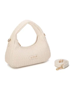 RIFLE - Minibag avorio trapuntata con tracolla removibile