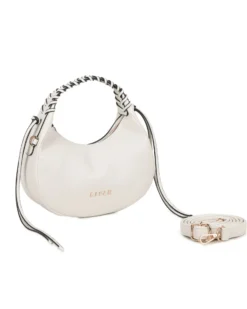 RIFLE - Minibag beige con manico intrecciato, tracolla removibile
