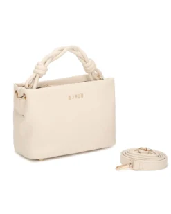 RIFLE - Minibag beige con manico intrecciato, tracolla removibile
