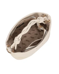 RIFLE - Minibag beige con manico intrecciato, tracolla removibile