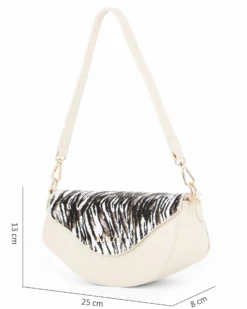 RIFLE - Minibag beige con patta animalier e tracolla removibile