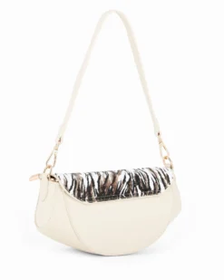 RIFLE - Minibag beige con patta animalier e tracolla removibile