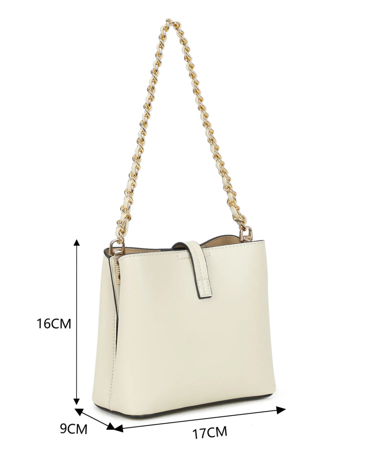 RIFLE - Minibag beige con tre scomparti principali e pattina con chiusura a girello, tracolla removibile
