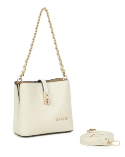 RIFLE - Minibag beige con tre scomparti principali e pattina con chiusura a girello, tracolla removibile