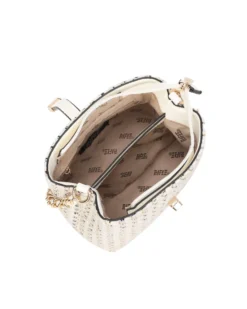 RIFLE - Minibag bianca intrecciata con con pattina e chiusura a girello