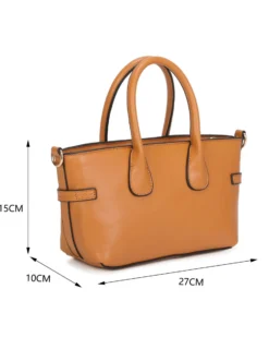 RIFLE - Minibag due manici camel con parte frontale scamosciata e dettaglio cinturino con girello, tracolla removibile