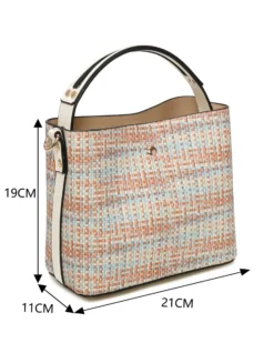 RIFLE - Minibag multicuoio effetto intreccio con tre scomparti principali e dettaglio catenina, tracolla removibile