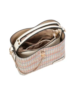 RIFLE - Minibag multicuoio effetto intreccio con tre scomparti principali e dettaglio catenina, tracolla removibile