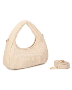 RIFLE - Minibag naturale trapuntata con tracolla removibile