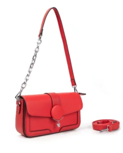 RIFLE - Minibag rossa a spalla con ciondolo sulla patta e tasca frontale, tracolla removibile