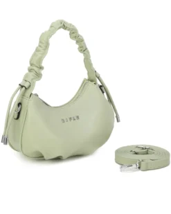RIFLE - Minibag verde salvia con manico arricciato, tracolla removibile