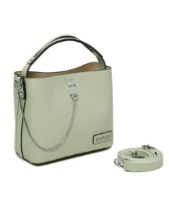 RIFLE - Minibag verde salvia con tre scomparti principali e dettaglio catenina, tracolla removibile
