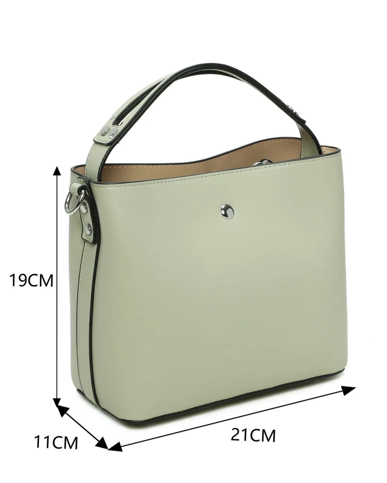 RIFLE - Minibag verde salvia con tre scomparti principali e dettaglio catenina, tracolla removibile