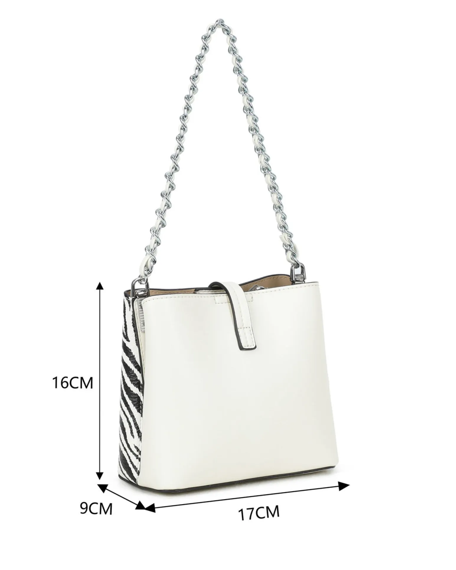 RIFLE - Minibag zebrata con tre scomparti principali e pattina con chiusura a girello, tracolla removibile