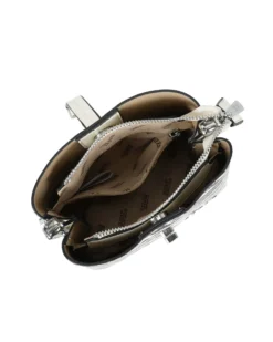 RIFLE - Minibag zebrata con tre scomparti principali e pattina con chiusura a girello, tracolla removibile