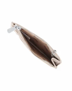 RIFLE - Portacarte taupe con tasca portaspicci e anello portachiavi