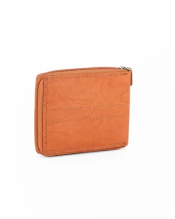 RIFLE - Portafoglio arancione in VERA PELLE con chiusura a zip