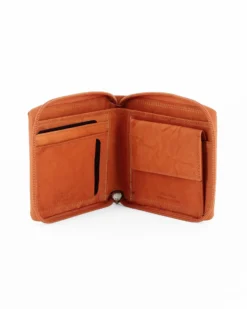 RIFLE - Portafoglio arancione in VERA PELLE con chiusura a zip