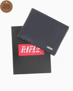RIFLE - Portafoglio blu in VERA PELLE con ribaltine