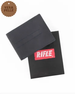 RIFLE - Portafoglio blu in VERA PELLE con ribaltina interna