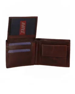 RIFLE - Portafoglio da uomo jeans/cuoio in VERA PELLE