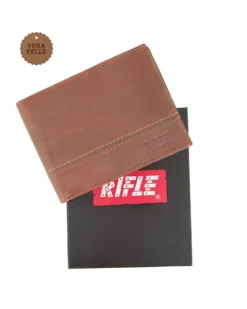 RIFLE - Portafoglio marrone da uomo in VERA PELLE