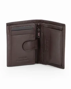 RIFLE - Portafoglio marrone in VERA PELLE con ribaltine