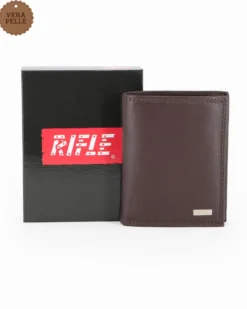 RIFLE - Portafoglio marrone  in VERA PELLE con ribaltine