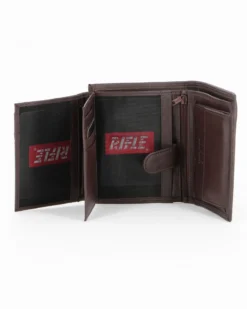 RIFLE - Portafoglio marrone  in VERA PELLE con ribaltine