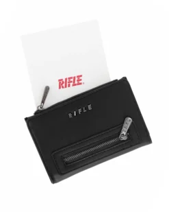 RIFLE - Portafoglio nero orizzontale da donna con zip frontale