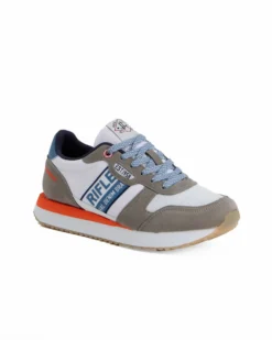 RIFLE - Scarpa bianca con lacci e dettagli colorati