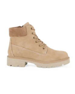 RIFLE - Scarponcino beige da donna con lacci e zip laterale