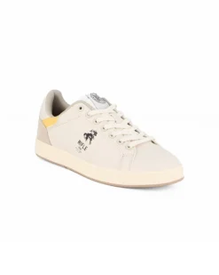 RIFLE - Sneaker beige con inserti gialli