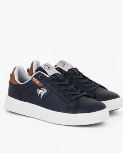 RIFLE - Sneaker blu con patch marrone