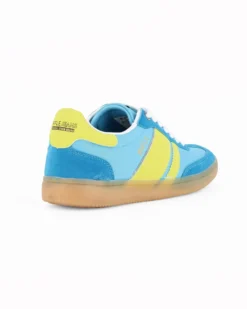 RIFLE - Sneakers azzurra e verde con lacci e logo laterale