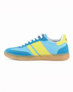 RIFLE - Sneakers azzurra e verde con lacci e logo laterale