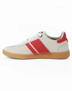 RIFLE - Sneakers grigia da uomo con patch psteriore e bande laterali rosse