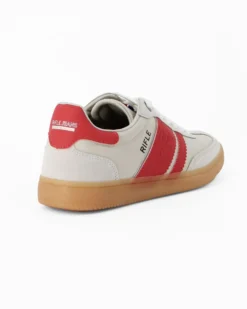 RIFLE - Sneakers grigia da uomo con patch psteriore e bande laterali rosse