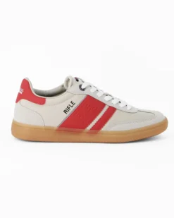 RIFLE - Sneakers grigia da uomo con patch psteriore e bande laterali rosse